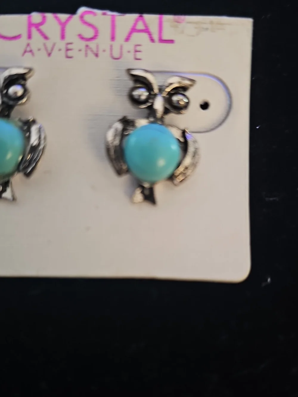 Turquoise Owl Stud Earrings - Silver Tone. New In Pkg